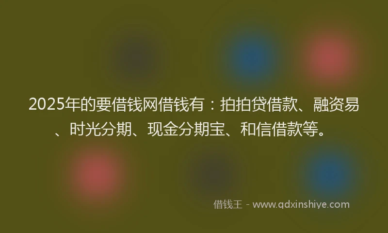 2025年的要借钱网借钱有：拍拍贷借款、融资易、时光分期、现金分期宝、和信借款等。