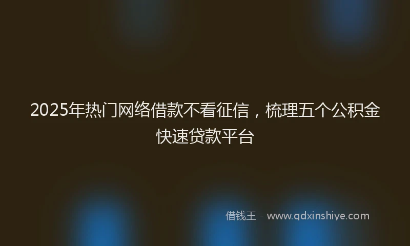 2025年热门网络借款不看征信，梳理五个公积金快速贷款平台
