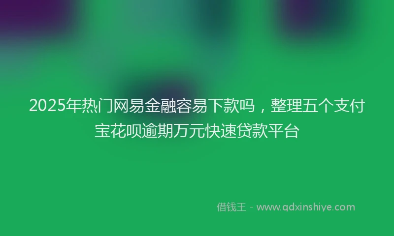 2025年热门网易金融容易下款吗，整理五个支付宝花呗逾期万元快速贷款平台