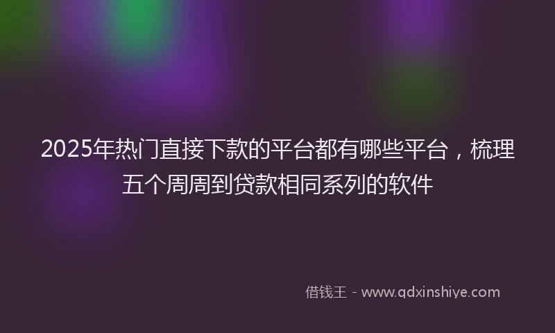 2025年热门直接下款的平台都有哪些平台，梳理五个周周到贷款相同系列的软件