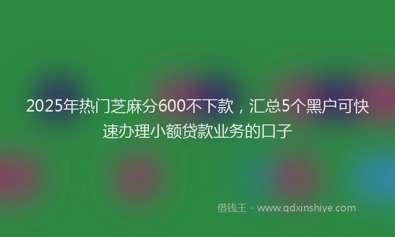 2025年热门芝麻分600不下款，汇总5个黑户可快速办理小额贷款业务的口子