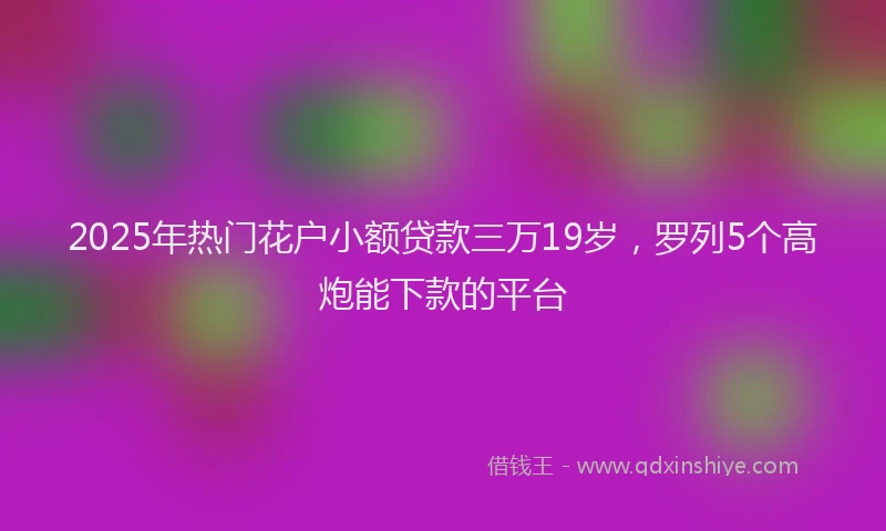 2025年热门花户小额贷款三万19岁，罗列5个高炮能下款的平台