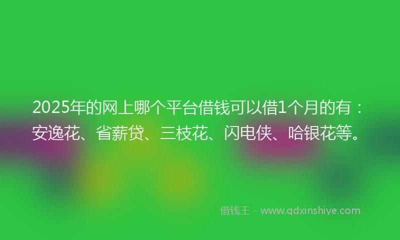 2025年的网上哪个平台借钱可以借1个月的有：安逸花、省薪贷、三枝花、闪电侠、哈银花等。