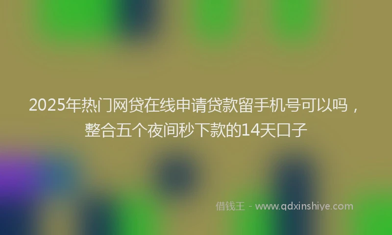 2025年热门网贷在线申请贷款留手机号可以吗，整合五个夜间秒下款的14天口子