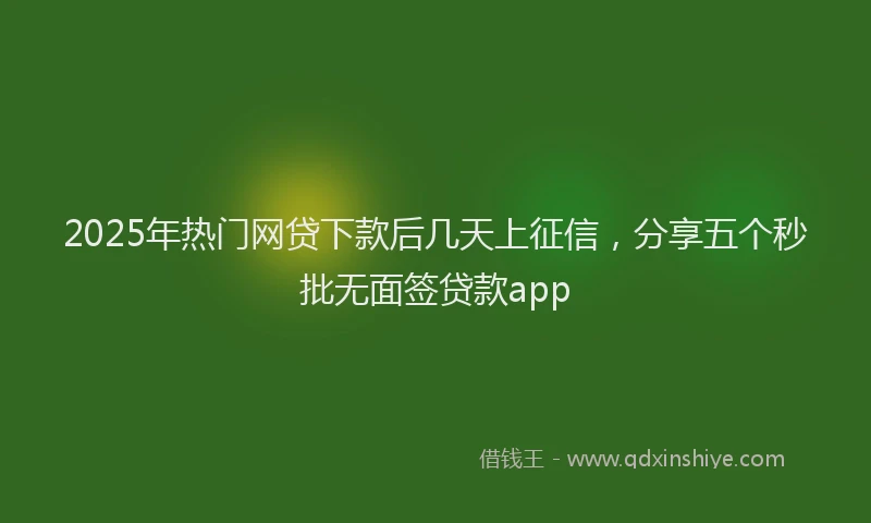 2025年热门网贷下款后几天上征信，分享五个秒批无面签贷款app