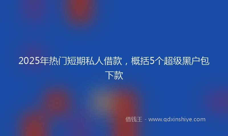 2025年热门短期私人借款，概括5个超级黑户包下款