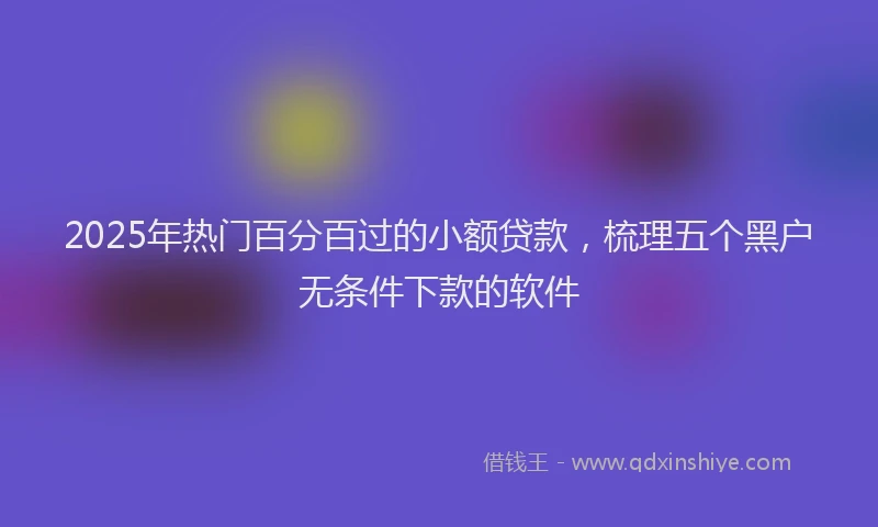 2025年热门百分百过的小额贷款，梳理五个黑户无条件下款的软件