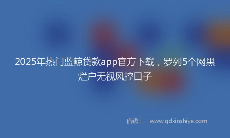 2025年热门蓝鲸贷款app官方下载，罗列5个网黑烂户无视风控口子