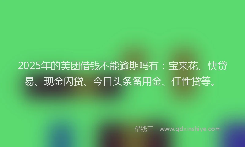 2025年的美团借钱不能逾期吗有：宝来花、快贷易、现金闪贷、今日头条备用金、任性贷等。