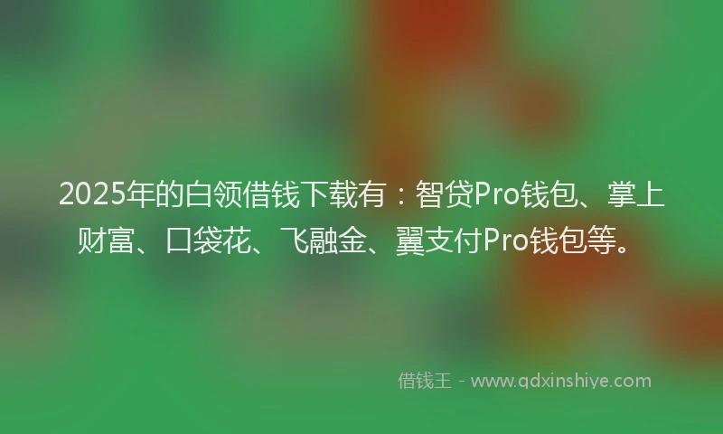 2025年的白领借钱下载有：智贷Pro钱包、掌上财富、口袋花、飞融金、翼支付Pro钱包等。