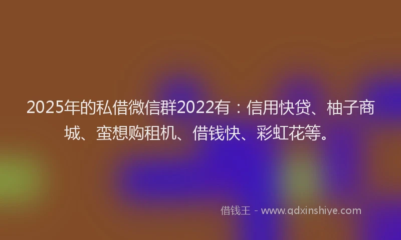 2025年的私借微信群2022有：信用快贷、柚子商城、蛮想购租机、借钱快、彩虹花等。