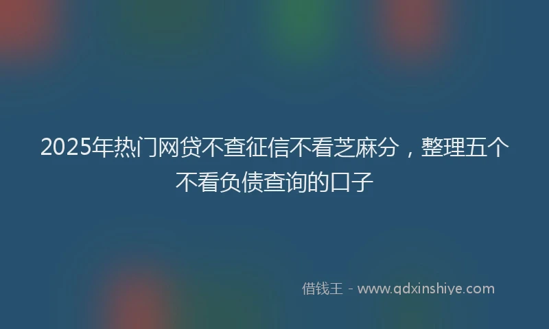 2025年热门网贷不查征信不看芝麻分，整理五个不看负债查询的口子