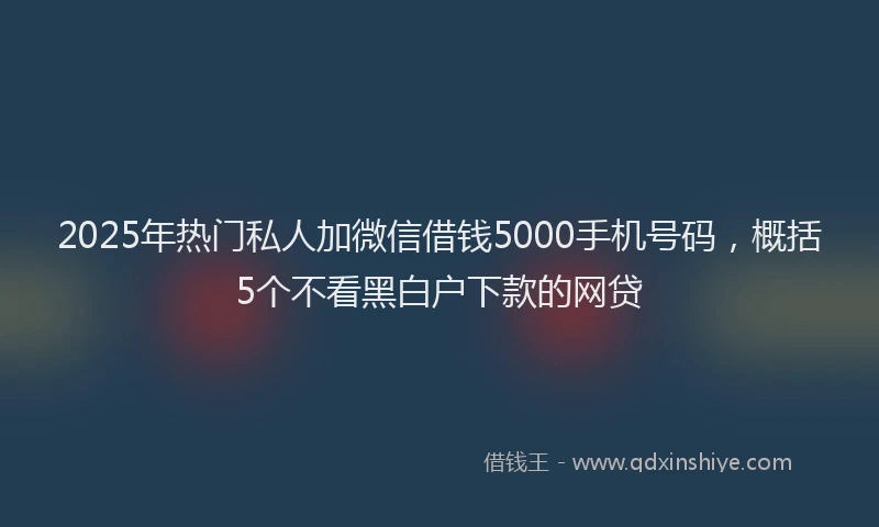 2025年热门私人加微信借钱5000手机号码，概括5个不看黑白户下款的网贷