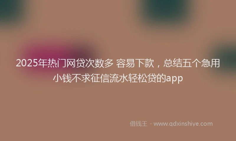2025年热门网贷次数多 容易下款，总结五个急用小钱不求征信流水轻松贷的app