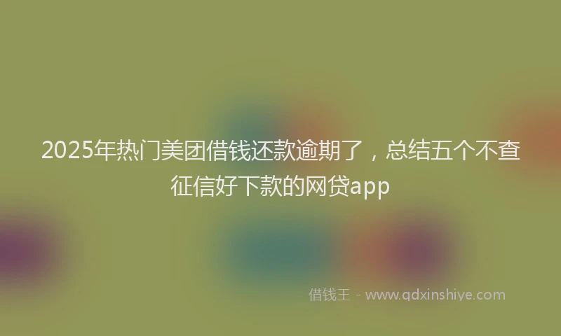 2025年热门美团借钱还款逾期了，总结五个不查征信好下款的网贷app