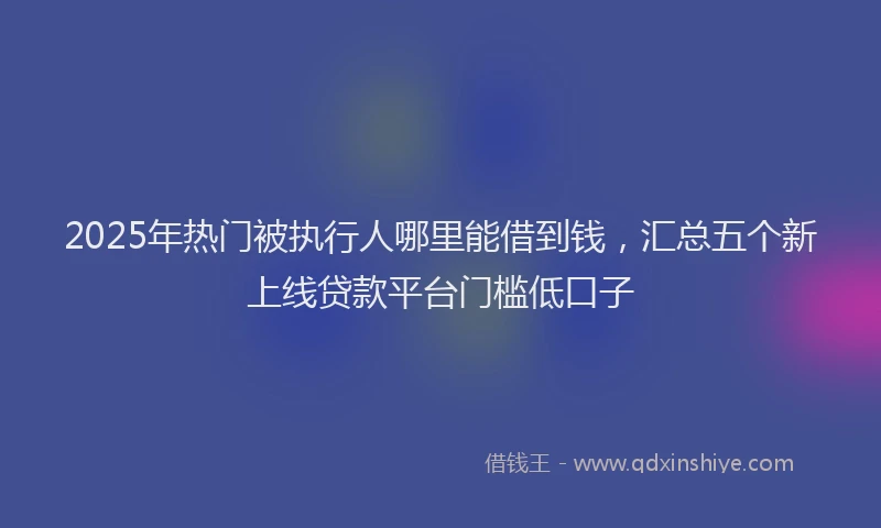 2025年热门被执行人哪里能借到钱，汇总五个新上线贷款平台门槛低口子