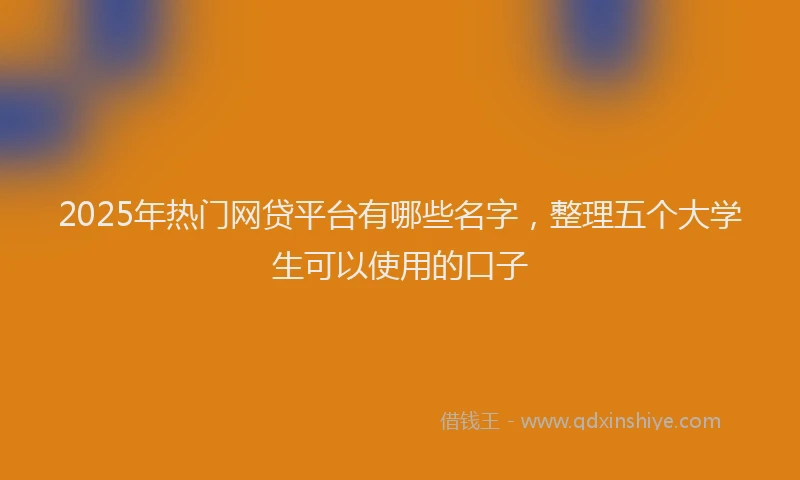 2025年热门网贷平台有哪些名字，整理五个大学生可以使用的口子