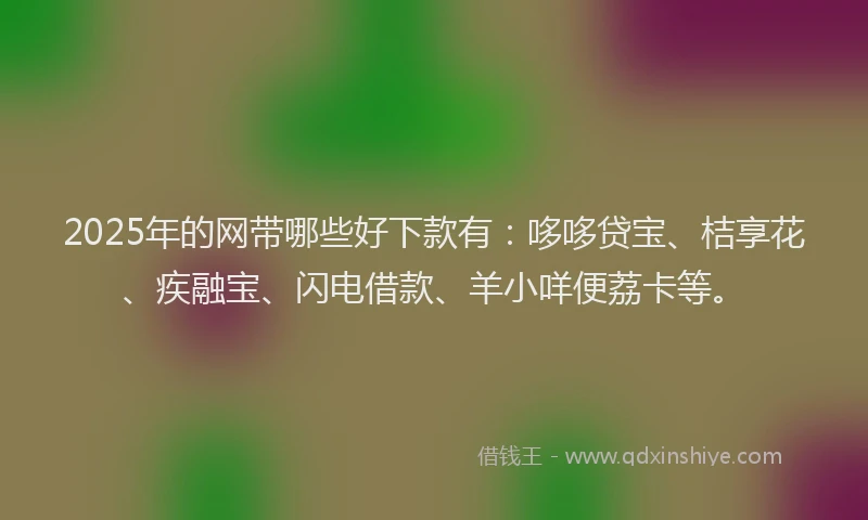 2025年的网带哪些好下款有：哆哆贷宝、桔享花、疾融宝、闪电借款、羊小咩便荔卡等。
