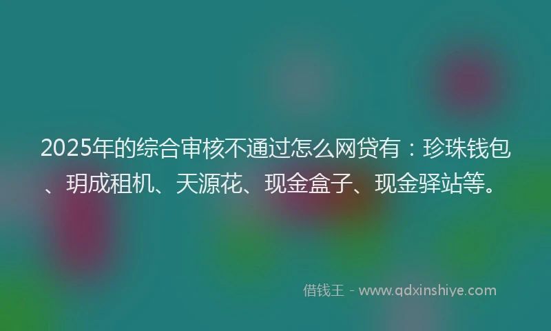 2025年的综合审核不通过怎么网贷有：珍珠钱包、玥成租机、天源花、现金盒子、现金驿站等。