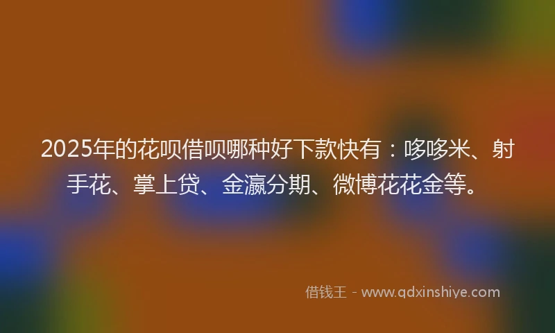 2025年的花呗借呗哪种好下款快有：哆哆米、射手花、掌上贷、金瀛分期、微博花花金等。
