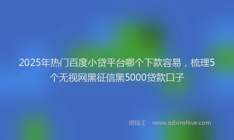 2025年热门百度小贷平台哪个下款容易，梳理5个无视网黑征信黑5000贷款口子