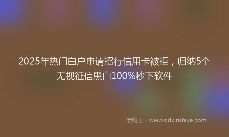 2025年热门白户申请招行信用卡被拒，归纳5个无视征信黑白100%秒下软件