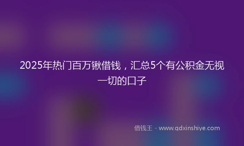 2025年热门百万锹借钱，汇总5个有公积金无视一切的口子