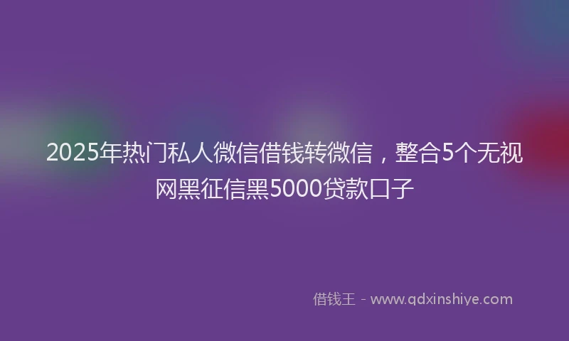 2025年热门私人微信借钱转微信，整合5个无视网黑征信黑5000贷款口子