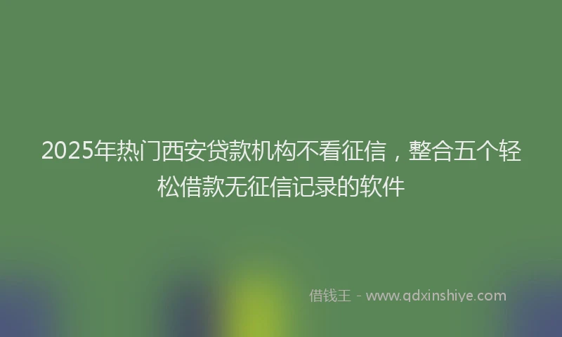 2025年热门西安贷款机构不看征信，整合五个轻松借款无征信记录的软件