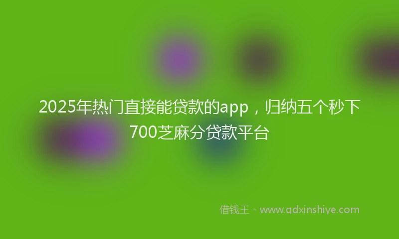 2025年热门直接能贷款的app，归纳五个秒下700芝麻分贷款平台
