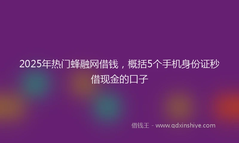 2025年热门蜂融网借钱，概括5个手机身份证秒借现金的口子