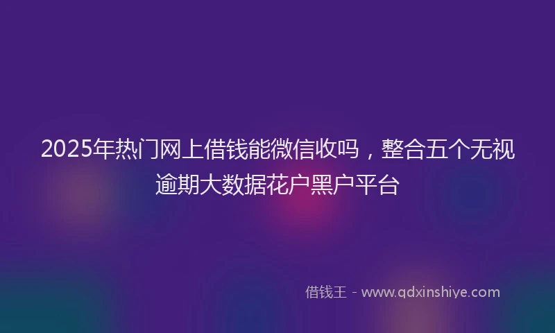 2025年热门网上借钱能微信收吗，整合五个无视逾期大数据花户黑户平台