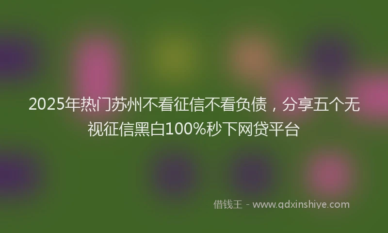 2025年热门苏州不看征信不看负债，分享五个无视征信黑白100%秒下网贷平台