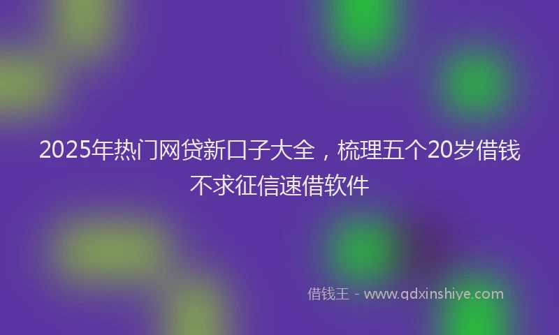 2025年热门网贷新口子大全，梳理五个20岁借钱不求征信速借软件