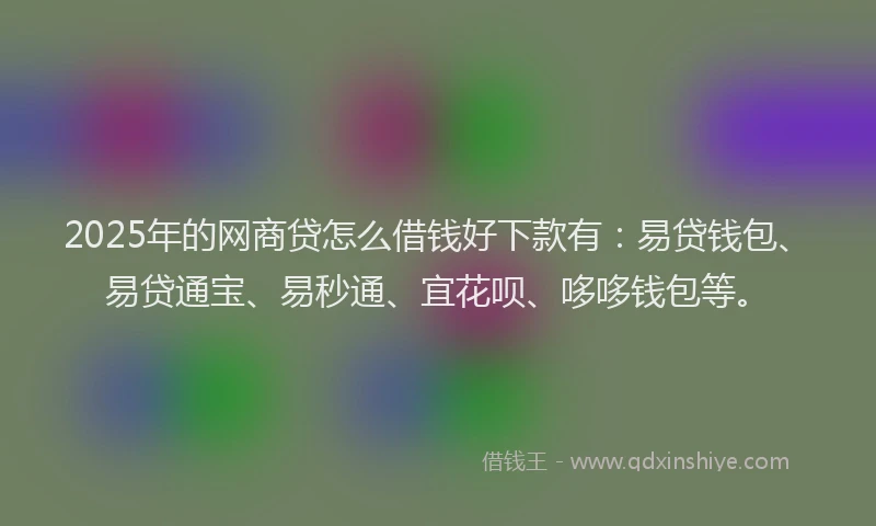 2025年的网商贷怎么借钱好下款有：易贷钱包、易贷通宝、易秒通、宜花呗、哆哆钱包等。