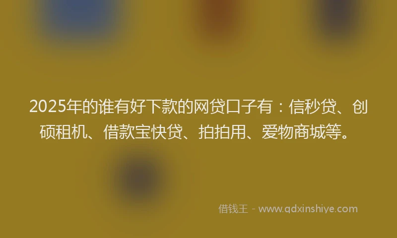 2025年的谁有好下款的网贷口子有：信秒贷、创硕租机、借款宝快贷、拍拍用、爱物商城等。