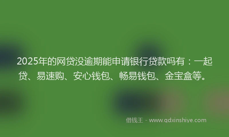 2025年的网贷没逾期能申请银行贷款吗有：一起贷、易速购、安心钱包、畅易钱包、金宝盒等。