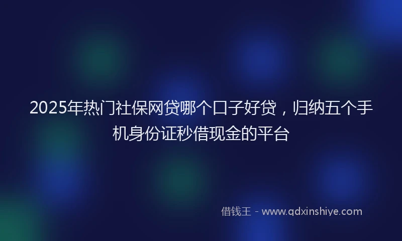 2025年热门社保网贷哪个口子好贷，归纳五个手机身份证秒借现金的平台