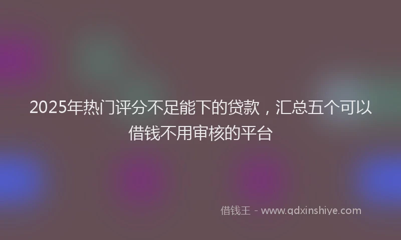 2025年热门评分不足能下的贷款，汇总五个可以借钱不用审核的平台