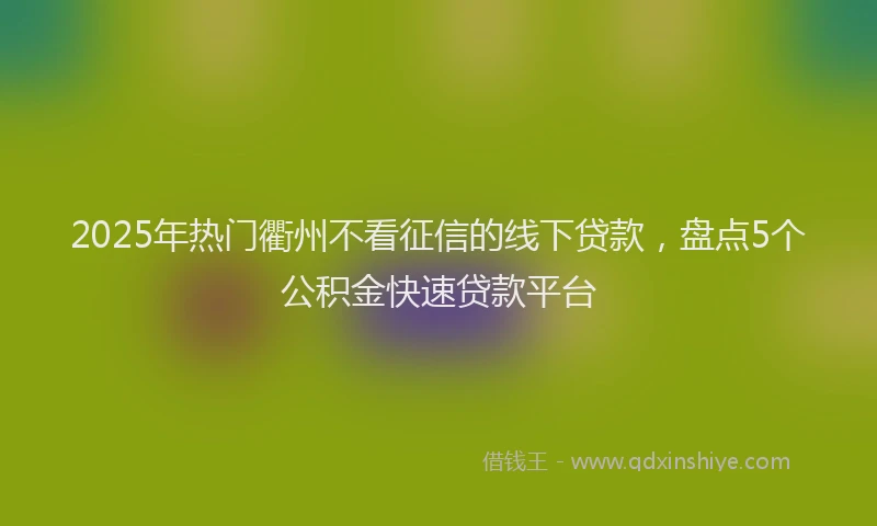 2025年热门衢州不看征信的线下贷款，盘点5个公积金快速贷款平台