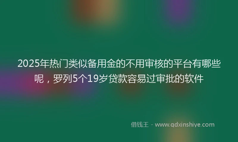 2025年热门类似备用金的不用审核的平台有哪些呢，罗列5个19岁贷款容易过审批的软件