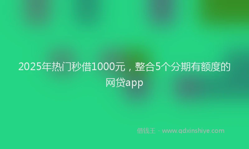 2025年热门秒借1000元，整合5个分期有额度的网贷app