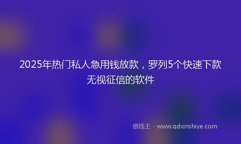 2025年热门私人急用钱放款，罗列5个快速下款无视征信的软件