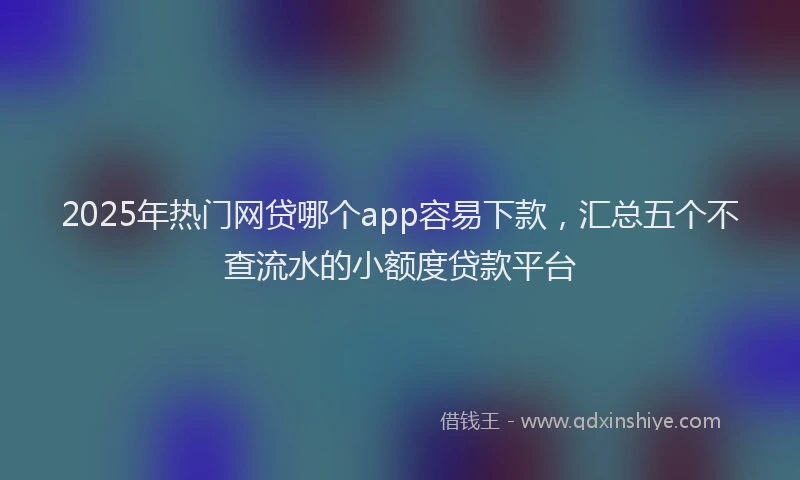 2025年热门网贷哪个app容易下款，汇总五个不查流水的小额度贷款平台