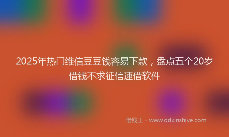 2025年热门维信豆豆钱容易下款，盘点五个20岁借钱不求征信速借软件
