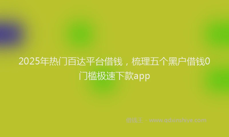 2025年热门百达平台借钱，梳理五个黑户借钱0门槛极速下款app