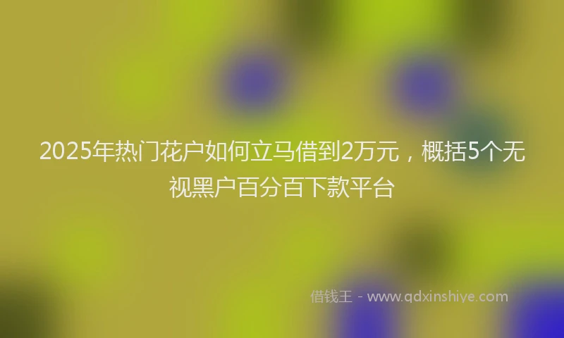 2025年热门花户如何立马借到2万元，概括5个无视黑户百分百下款平台
