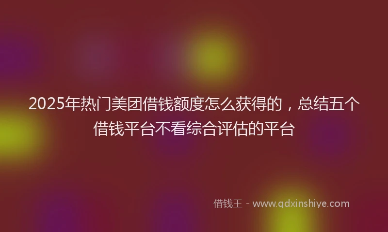 2025年热门美团借钱额度怎么获得的，总结五个借钱平台不看综合评估的平台
