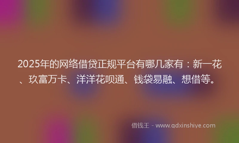 2025年的网络借贷正规平台有哪几家有：新一花、玖富万卡、洋洋花呗通、钱袋易融、想借等。