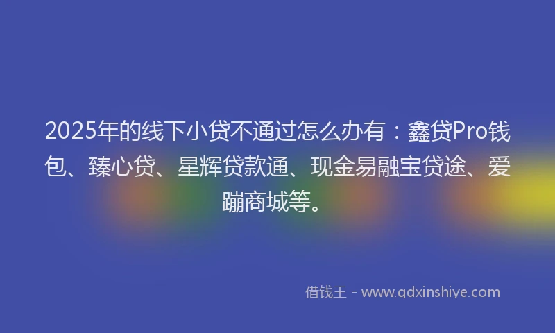 2025年的线下小贷不通过怎么办有：鑫贷Pro钱包、臻心贷、星辉贷款通、现金易融宝贷途、爱蹦商城等。
